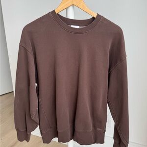 Vintage TNA Boyfriend Cozy Sweatfleece Crewneck in Cognac